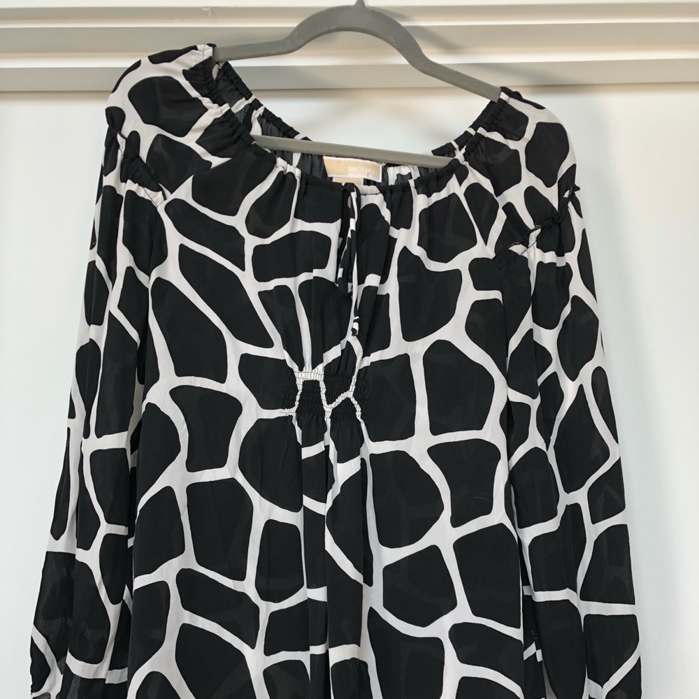 Michael by Michael Kors Black Giraffe Print Blouse